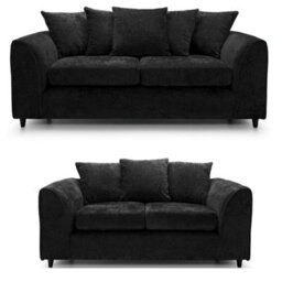 Furnishings For Less UK Monaco Chenille Fabric Sofa Set 3 And 2 Seater Sofa   Black - thumbnail 1