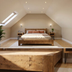 Ashbourne Superking Frame 30Cm High  / Chunky Solid Rustic Pine Bed With Headboard