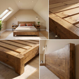 Ashbourne Superking Frame 30Cm High  / Chunky Solid Rustic Pine Bed With Headboard - thumbnail 4