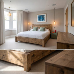 Ashbourne Superking Frame 30Cm High  / Chunky Solid Rustic Pine Bed With Headboard - thumbnail 7