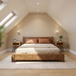 Ashbourne Superking Frame 30Cm High  / Chunky Solid Rustic Pine Bed With Headboard - thumbnail 5