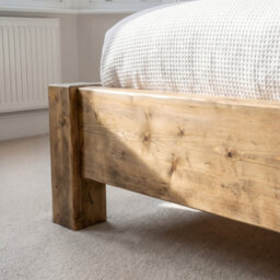 Ashbourne Superking Frame 30Cm High  / Chunky Solid Rustic Pine Bed With Headboard - thumbnail 8