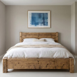 Ashbourne Superking Frame 30Cm High  / Chunky Solid Rustic Pine Bed With Headboard - thumbnail 9