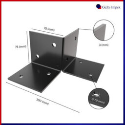 Gezu Impex Pergola Floor Bracket Black - Fence Post Corner Bolt Down Bracket - 81X81mm (Pack Of 8) - thumbnail 2