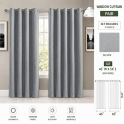 Aspire Homeware Silver Linen 100% Blackout Curtain Thermal Insulated Eyelet Curtain Pair (W)117Cm X (D)137Cm With Tie Back - thumbnail 8