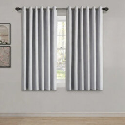 Aspire Homeware Silver Linen 100% Blackout Curtain Thermal Insulated Eyelet Curtain Pair (W)117Cm X (D)137Cm With Tie Back