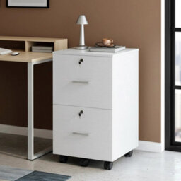 Wooden File Cabinet For A4 & Letter,2 Drawers Rolling File Organiser White - thumbnail 1