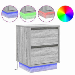 Berkfield Bedside Cabinet With Led Lights Grey Sonoma 39X34,5X50 Cm - thumbnail 4