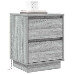 Berkfield Bedside Cabinet With Led Lights Grey Sonoma 39X34,5X50 Cm - thumbnail 3