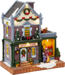 Luxury Miniature Light Up Resin Restaurant Christmas Village - thumbnail 1