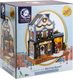 Luxury Miniature Light Up Resin Restaurant Christmas Village - thumbnail 3