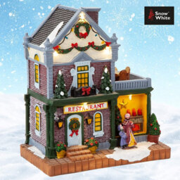 Luxury Miniature Light Up Resin Restaurant Christmas Village - thumbnail 6