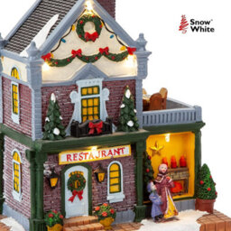 Luxury Miniature Light Up Resin Restaurant Christmas Village - thumbnail 5