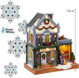 Luxury Miniature Light Up Resin Restaurant Christmas Village - thumbnail 7