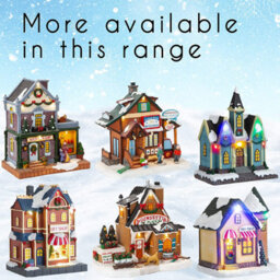 Luxury Miniature Light Up Resin Restaurant Christmas Village - thumbnail 4