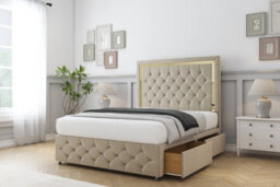 "Sloomy Sofia Gold Almond Coniston Divan Bed Set 2 Drawers Right Side  26"" Strutted  & 12"" Footboard 3' Single" - thumbnail 3