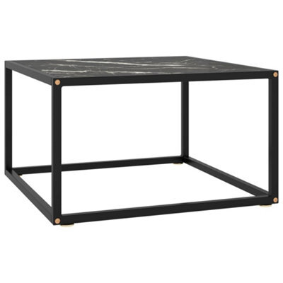 Berkfield Coffee Table Black With Black Marble Glass 60X60X35 Cm - image 1