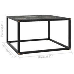 Berkfield Coffee Table Black With Black Marble Glass 60X60X35 Cm - thumbnail 5