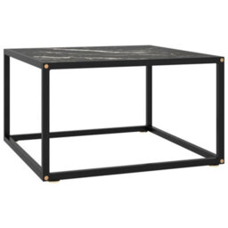 Berkfield Coffee Table Black With Black Marble Glass 60X60X35 Cm - thumbnail 1