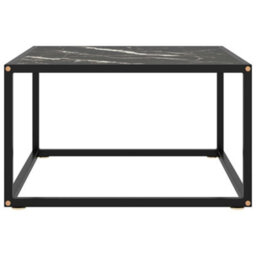 Berkfield Coffee Table Black With Black Marble Glass 60X60X35 Cm - thumbnail 2