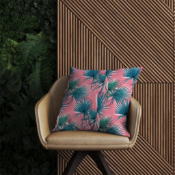 Warren Reed Designer Pink Green Fan Palms Outdoor Cushion 45Cm X 45Cm - thumbnail 2
