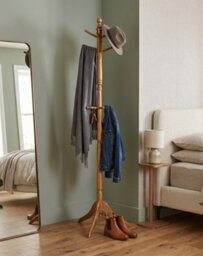 Aspect Furniture Cleo Wooden Coat Stand With 9 Hooks-Solid Wood In Oak Finish - thumbnail 4