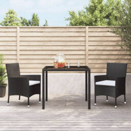 Berkfield Garden Chairs With Cushions 2 Pcs Black Poly Rattan