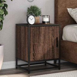 Berkfield Bedside Cabinet Brown Oak 40X31X50 Cm Engineered Wood And Metal