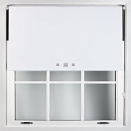 Furnished Blackout Roller Blinds With Triple Square Eyelets And Metal Fittings- White Trimmable (W)135Cm (L)210Cm