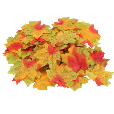 100 Pack Artificial Maple Leaves For Thanksgiving, Wedding Table Decoration, Autumn Leaf (Red) - image 1