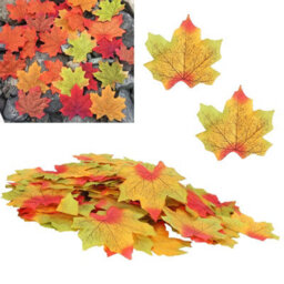 100 Pack Artificial Maple Leaves For Thanksgiving, Wedding Table Decoration, Autumn Leaf (Red) - thumbnail 2