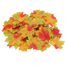 100 Pack Artificial Maple Leaves For Thanksgiving, Wedding Table Decoration, Autumn Leaf (Red) - thumbnail 1