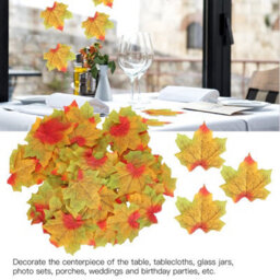 100 Pack Artificial Maple Leaves For Thanksgiving, Wedding Table Decoration, Autumn Leaf (Red) - thumbnail 4