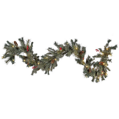 Beliani Pre-Lit Christmas Garland 180 Cm Green Tenala - image 1