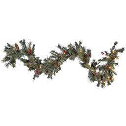 Beliani Pre-Lit Christmas Garland 180 Cm Green Tenala - thumbnail 1