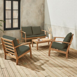 Sweeek - 4-Seater Wooden Garden Sofa Set Ushuaia Natural 123X82.7X74.6 Cm