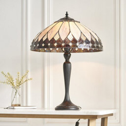 Luminosa Lighting Luminosa Brooklyn 1 Light Medium Table Lamp Dark Bronze, Tiffany Glass, E27 - thumbnail 2