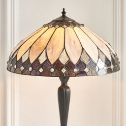Luminosa Lighting Luminosa Brooklyn 1 Light Medium Table Lamp Dark Bronze, Tiffany Glass, E27 - thumbnail 3