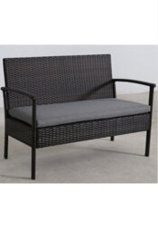Sh&g Heaton 4 Seater Sofa Set - 4 Piece Table, Chairs & Sofa - Steel & Brown Rattan With Grey Cushions - Indoor & Outdoor - thumbnail 4