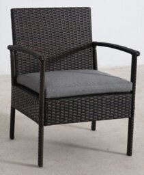Sh&g Heaton 4 Seater Sofa Set - 4 Piece Table, Chairs & Sofa - Steel & Brown Rattan With Grey Cushions - Indoor & Outdoor - thumbnail 3