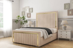 "Sloomy Boston Gold Sand Naples Bed Frame With Mattress With 50"" Upholstered Headboard 3' Single" - thumbnail 2