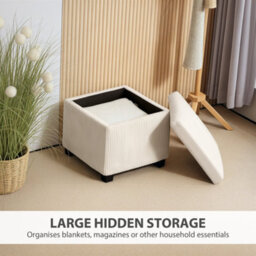 Wyld Haus Rivima 40 X 40 X 40 Cm Beige Corduroy Square Storage Ottoman Bench With Removable Lid - thumbnail 6
