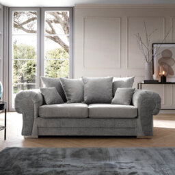 Abakus Direct Verona Collection 3 Seater In Light Grey Crushed Chenille - thumbnail 1