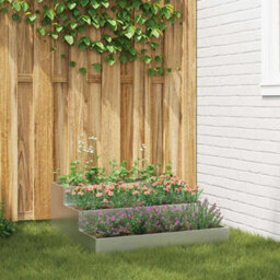 Berkfield Modern Garden Planter Silver 90 X 90 X 35 Cm Galvanised Steel - thumbnail 2