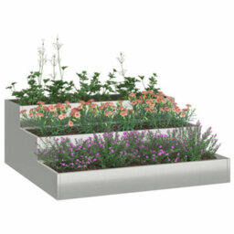 Berkfield Modern Garden Planter Silver 90 X 90 X 35 Cm Galvanised Steel - thumbnail 3
