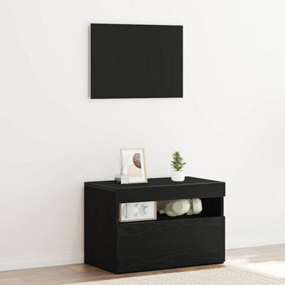 Berkfield Black Oak Tv Stand With Led Lights, 60X35X40 Cm, Made From Engineered Wood - image 1