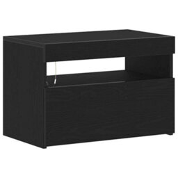 Berkfield Black Oak Tv Stand With Led Lights, 60X35X40 Cm, Made From Engineered Wood - thumbnail 2