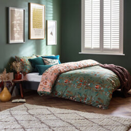 Furn. Luna Wood Nature Reversible Duvet Cover Set, Super King, Green - thumbnail 2