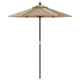 Walplus Garden Parasol With Wooden Pole Taupe 196X231 Cm - thumbnail 4