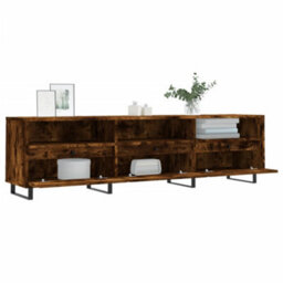 Berkfield Sturdy Tv Cabinet Smoked Oak 150X30X44.5 Cm Engineered Wood - thumbnail 4